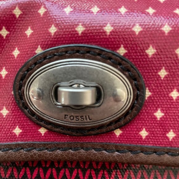 Fossil Key-Per Vinyl Coated Shoulder Tote Bag Approx 16.5" x 10.5" Multicolored - Picture 2 of 16